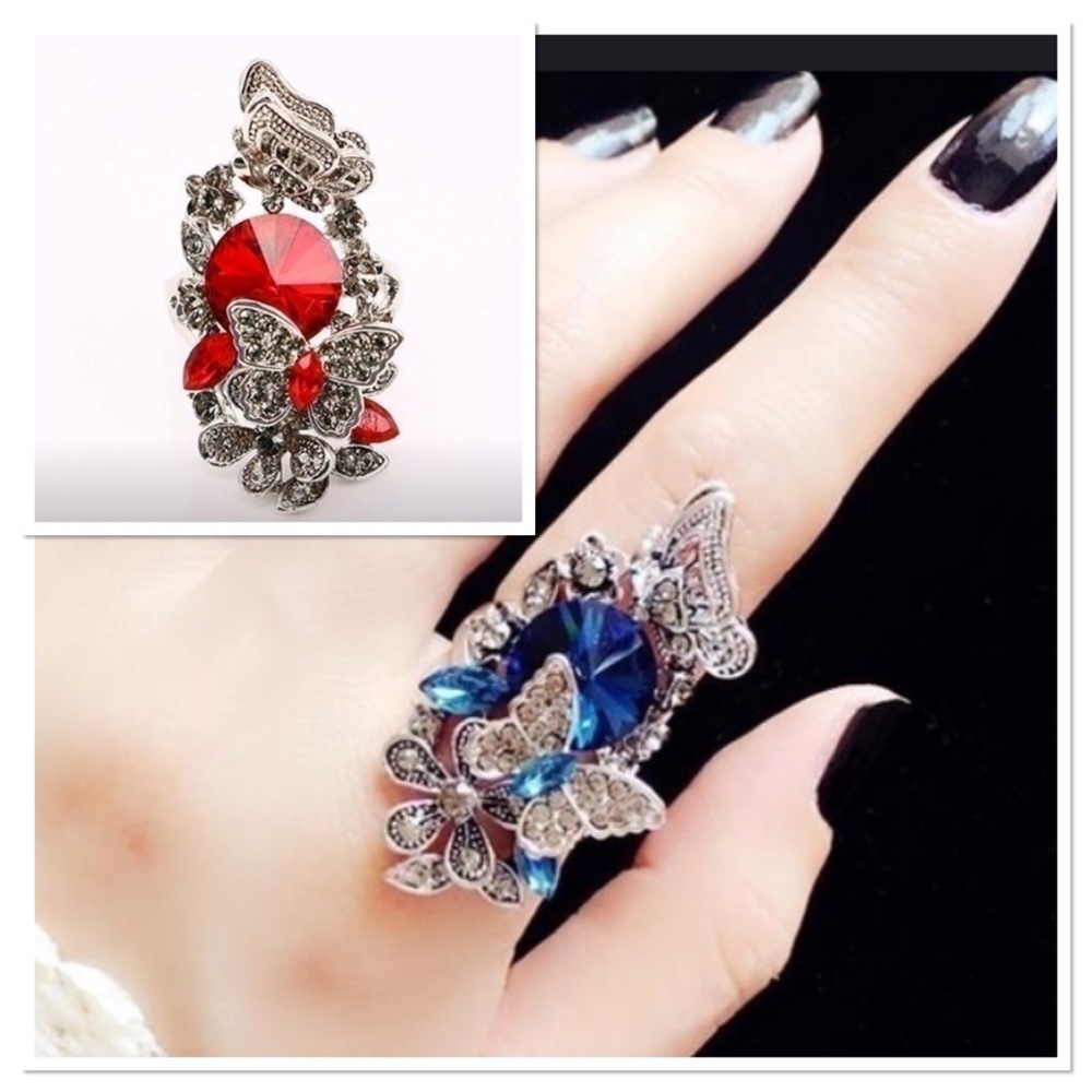🦋 Beautiful big butterfly bling ring 🦋